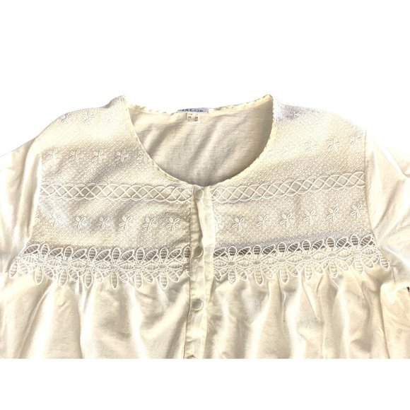 Jáloe Night Gown Dress M/L White Cotton Lace Detail Buttons Italian Made - Picture 6 of 13